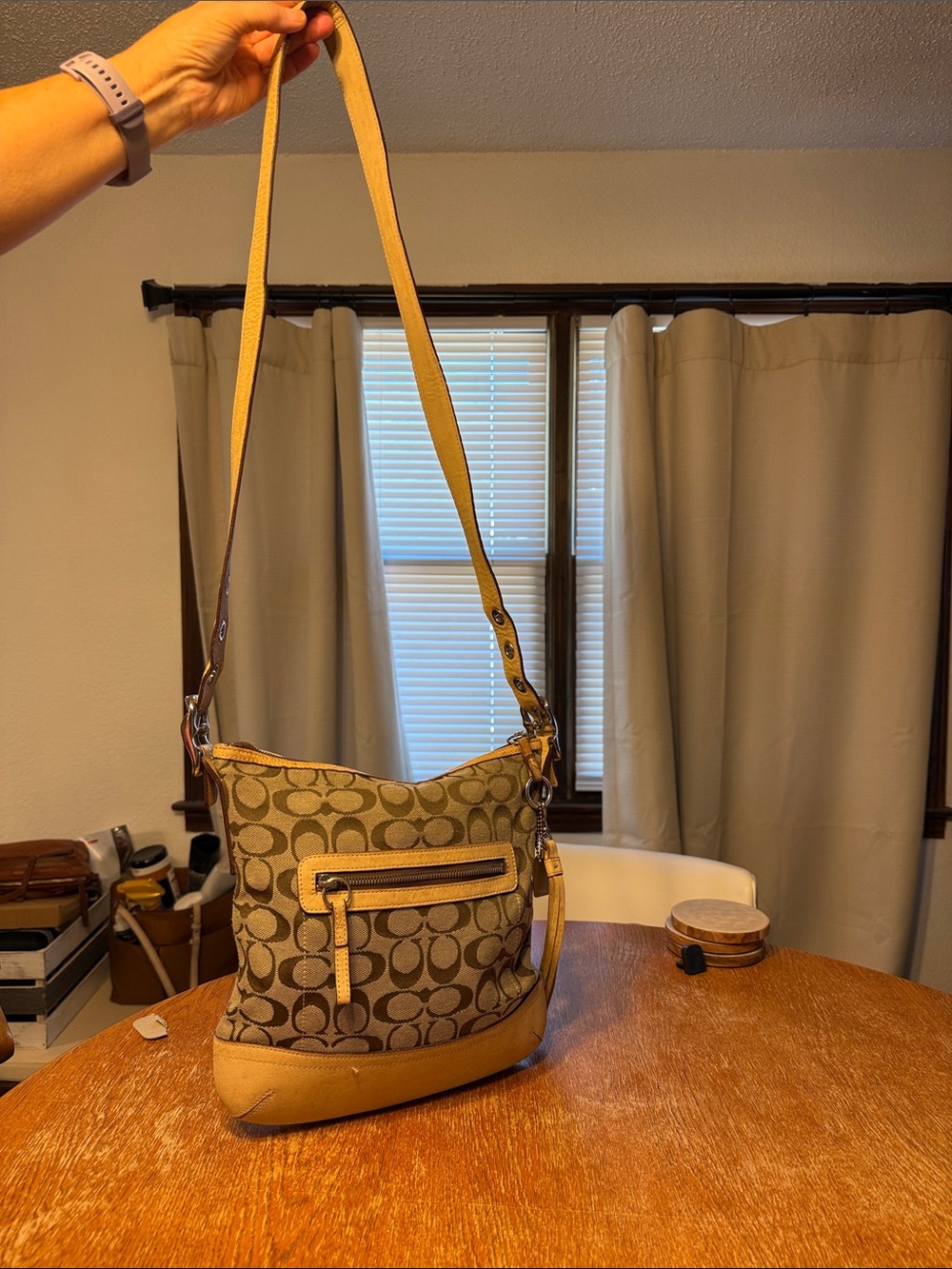 Coach Signature Canvas Shoulder Bag - Brown/Tan